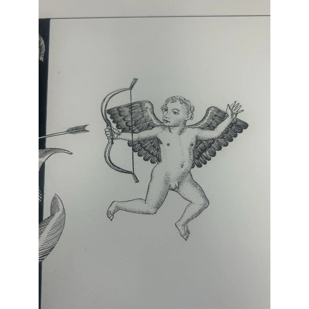 Alexander Valdman Original Pen Drawing Art Print 2002 Signed Cupid Lovers 13x11